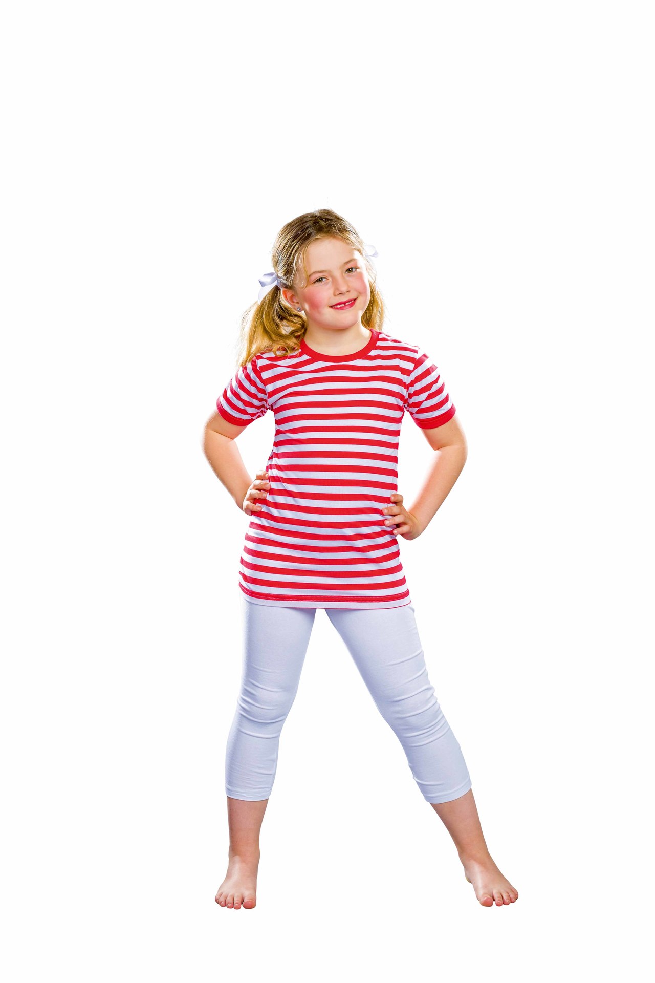 Kurzarm-T-Shirt, rot/wei gestreift