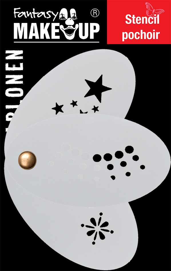 3er-Schminkschablone: Stern, Blume, Konfetti