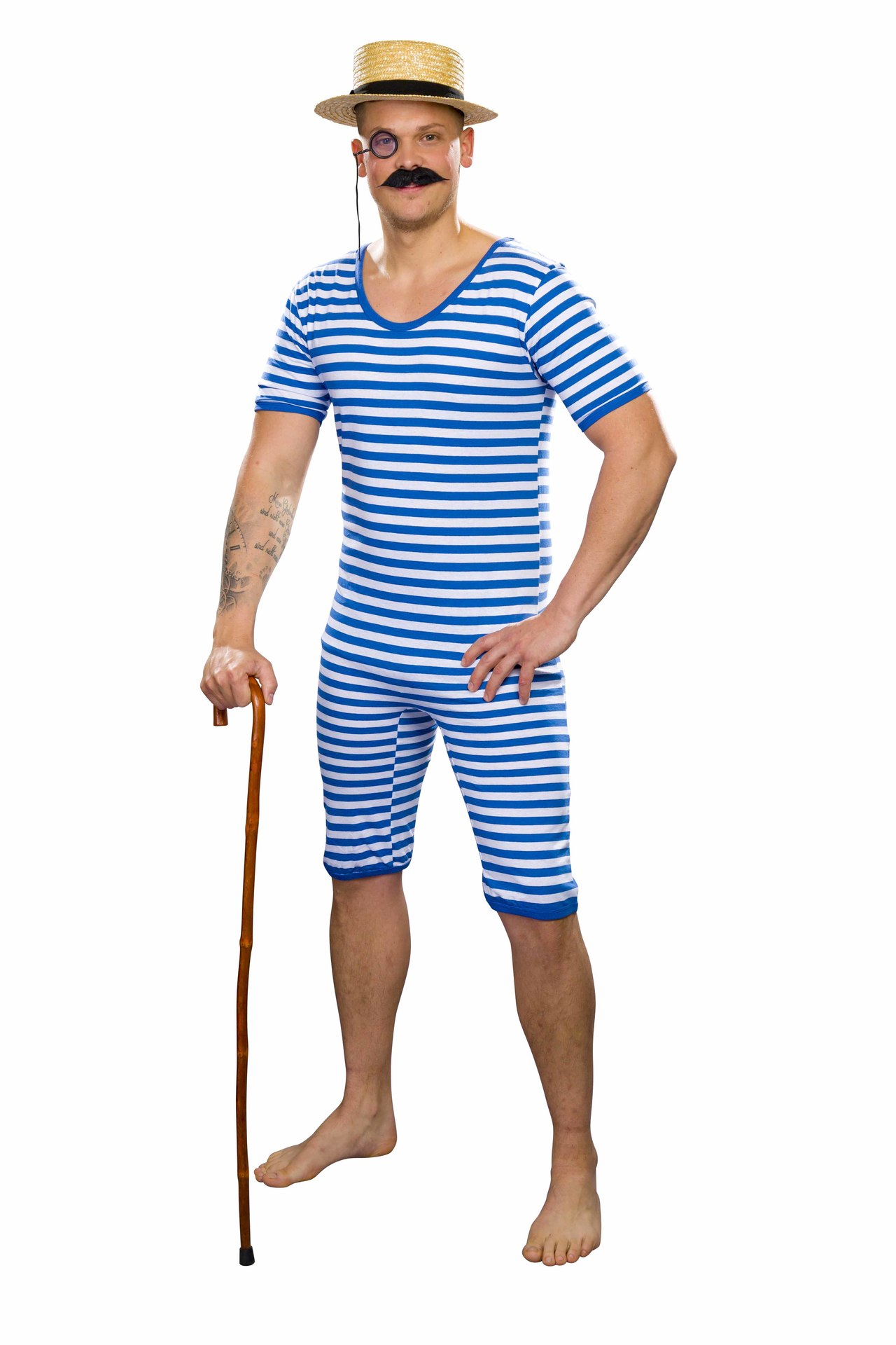Ringelbadeanzug blau/wei