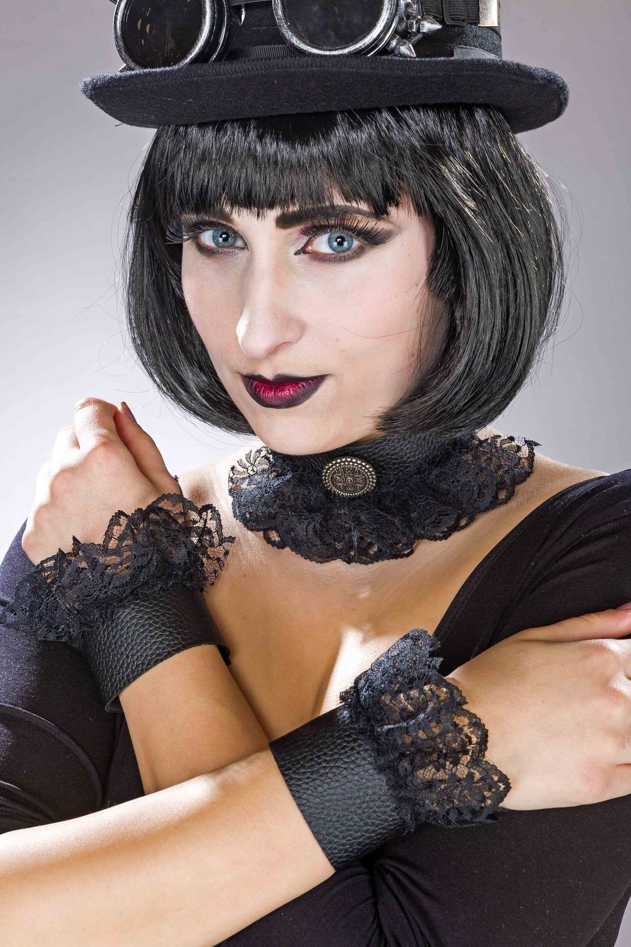 Set: Halsband/Armbnder schwarz